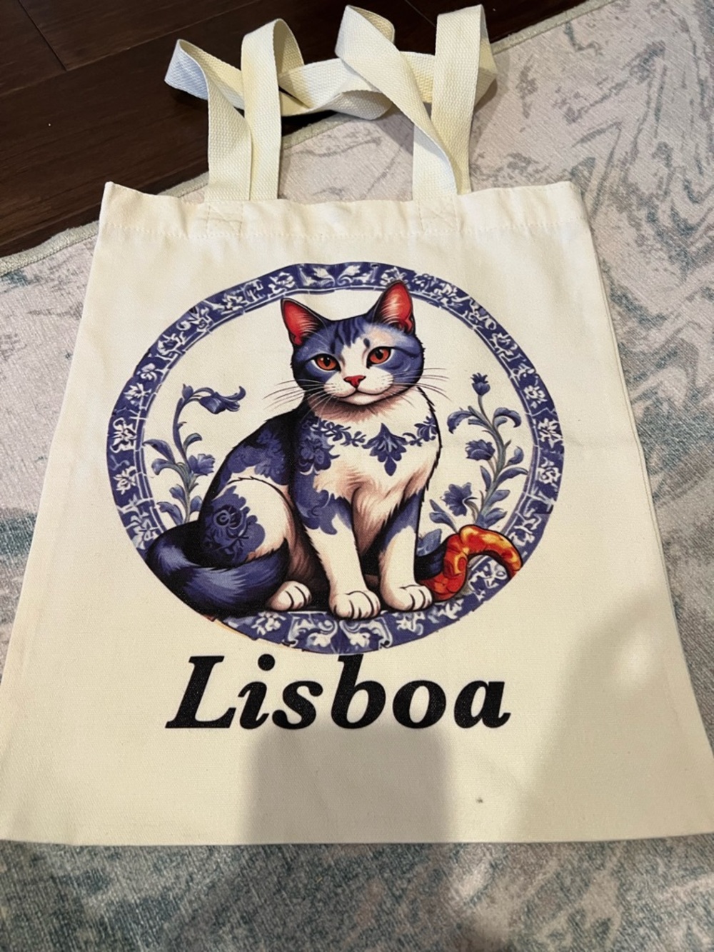 Lisboa Cat Tote Bag - Blue Cat Design